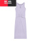YIBUSHENG镂空无袖背心连衣裙女季褶皱收腰裙子紫色性感气质紧身包臀长裙