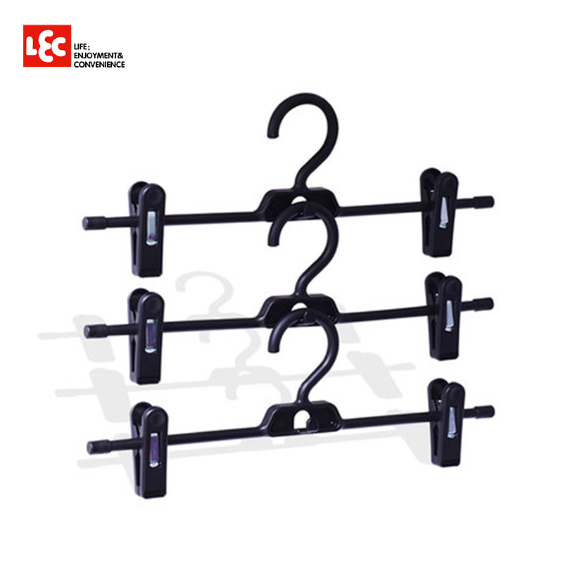 LEC丽固生活日用品可伸缩可叠挂单杆式塑料裙子架可调节裤架裙架3个装0-408