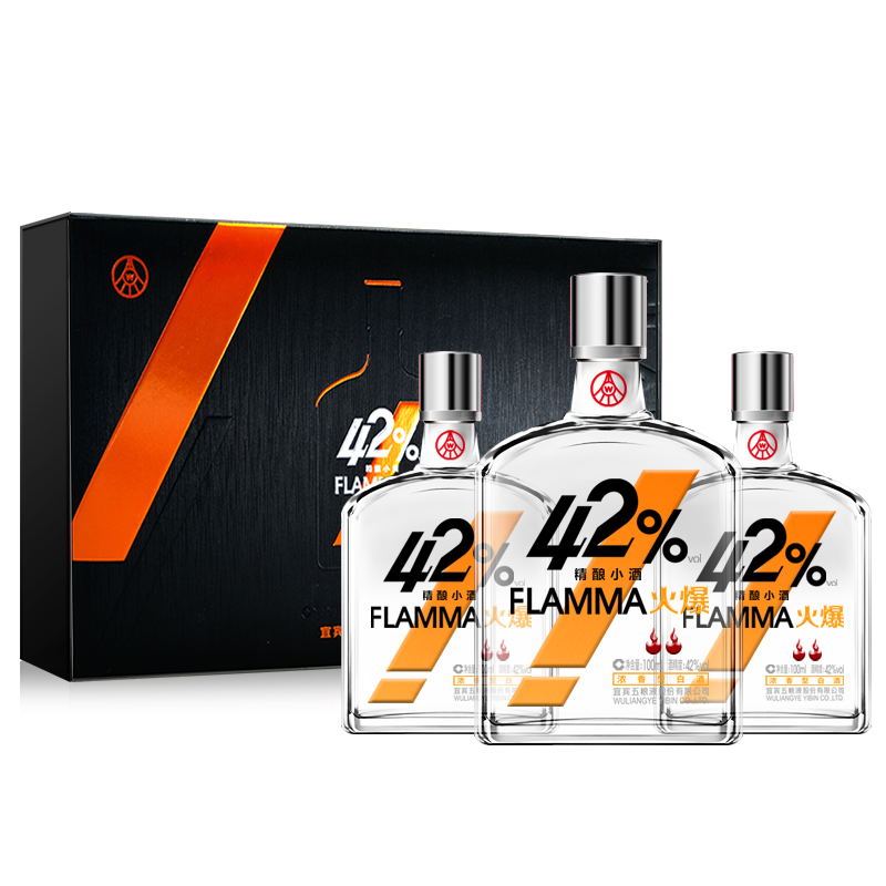 [官方自营]五粮浓香 火爆 42度100mL*3瓶礼盒装 浓香型小瓶白酒 宜宾五粮液股份有限公司出品