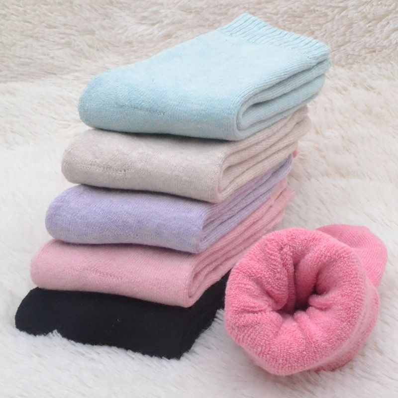 5双袜子女秋冬加厚毛巾袜中筒棉袜保暖毛圈袜子长筒加绒月子袜男