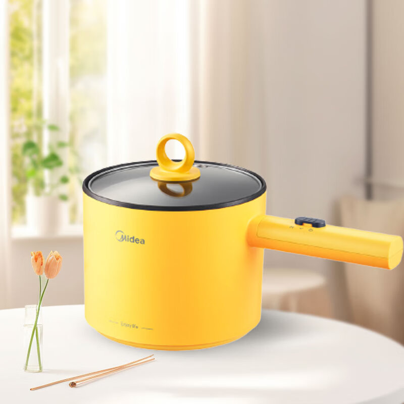 美的(Midea)电煮锅不沾内胆1.7升宿舍煮涮煎热牛奶母婴辅食多功能两档火力加长手柄XZE1603(线下同款)高清大图
