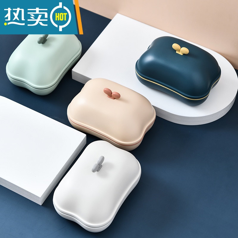 敬平【】带盖双层创意花朵肥皂盒卫生间沥水家用卡通皂托 单个装【颜色随机发】 新款老款找客服备