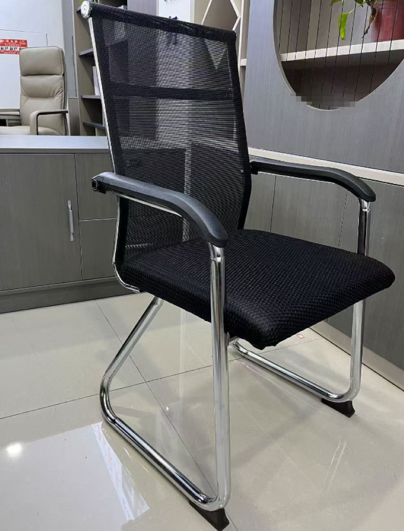 依诗幕会议接待椅子弓字型电脑椅家用椅子黑色高清大图