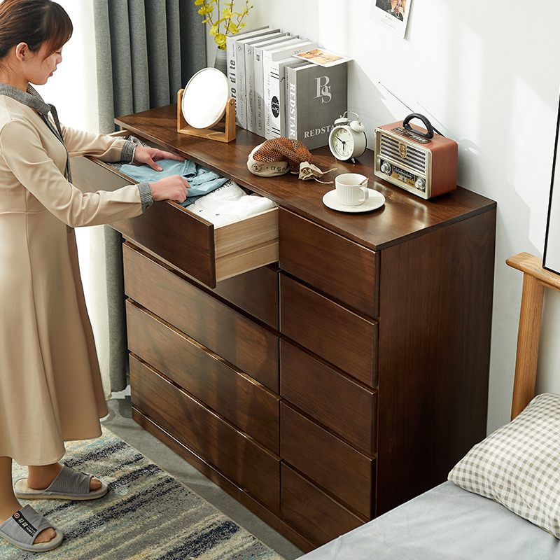 玖木九美实木五斗柜卧室斗柜简约现代收纳柜子五斗橱北欧客厅储物柜