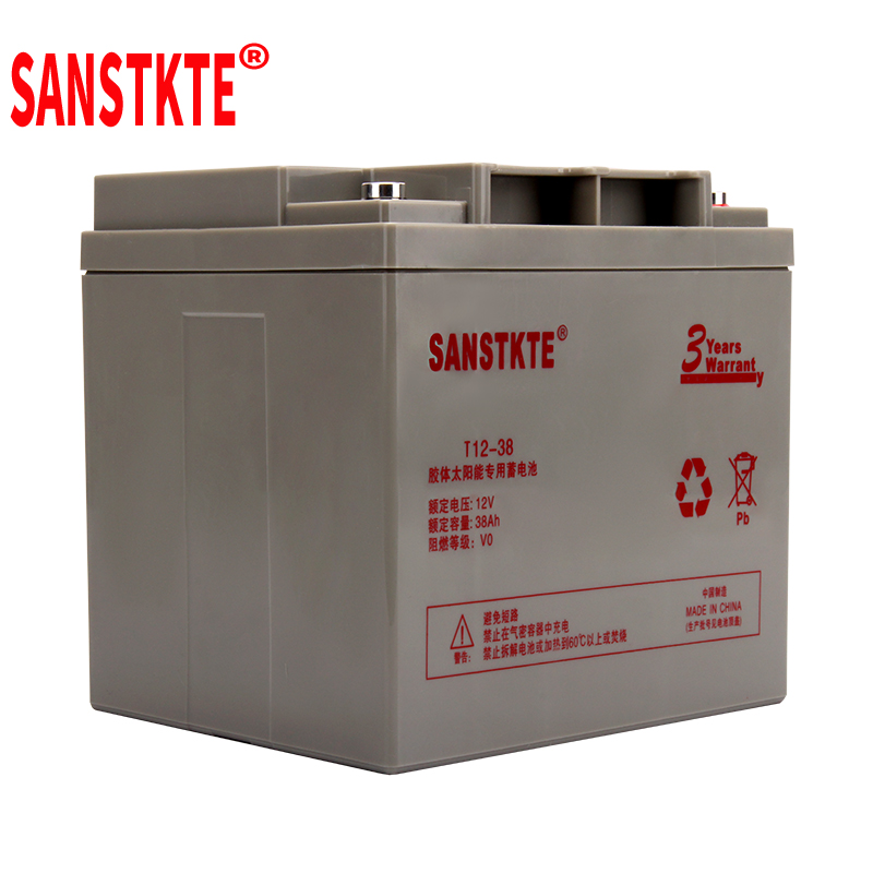 SANSTKTE太阳能蓄电池12V38AH备用摆摊储能电瓶小型系统户外发电备用T12-38高清大图