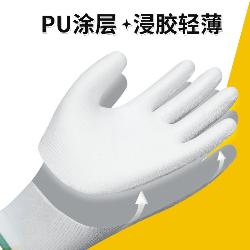 星宇 PU508 劳保耐磨透气涂掌手套 8码 白色 一付