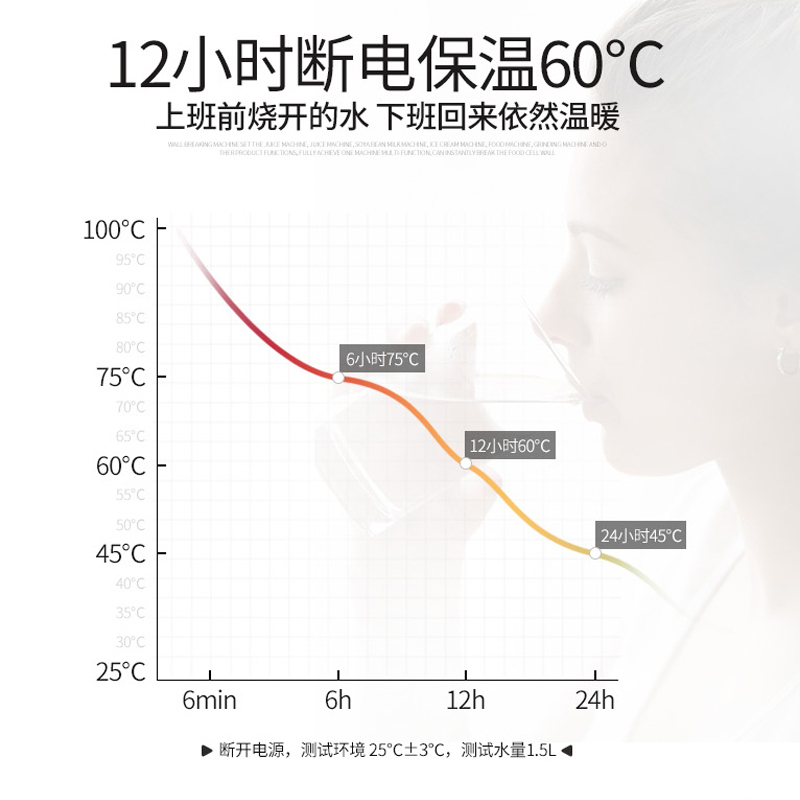 德国宝(German Pool) KTV-215 家用全自动烧水 保温恒温真空电热水壶 金属灰