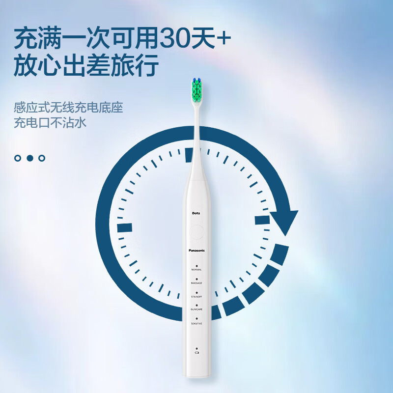 松下(Panasonic) 电动牙刷 成人电动牙刷 声波震动电动牙刷 生日礼物送男女友 EW-DC01-W406
