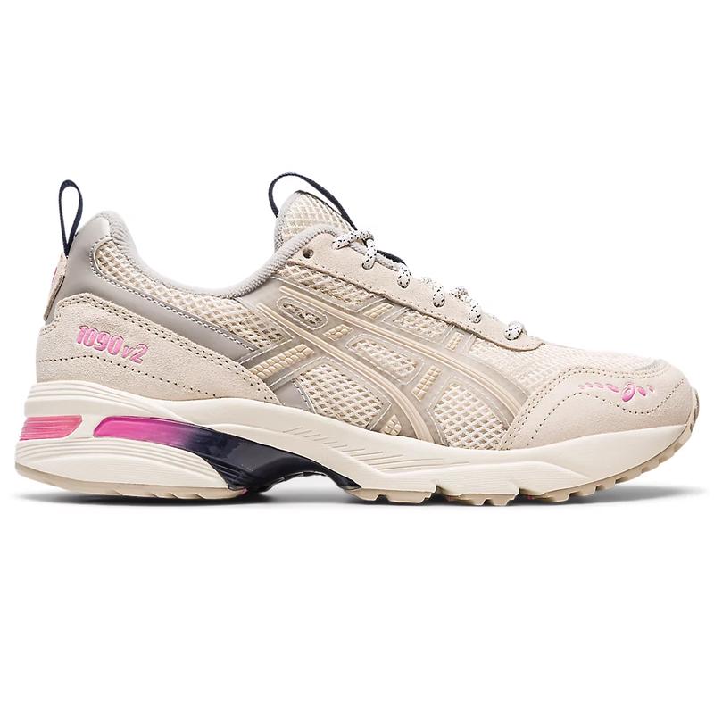 亚瑟士(ASICS)复古运动鞋女款潮流休闲鞋麂皮拼接减震训练鞋室内 Oatmeal/Oyster_Grey 43.5