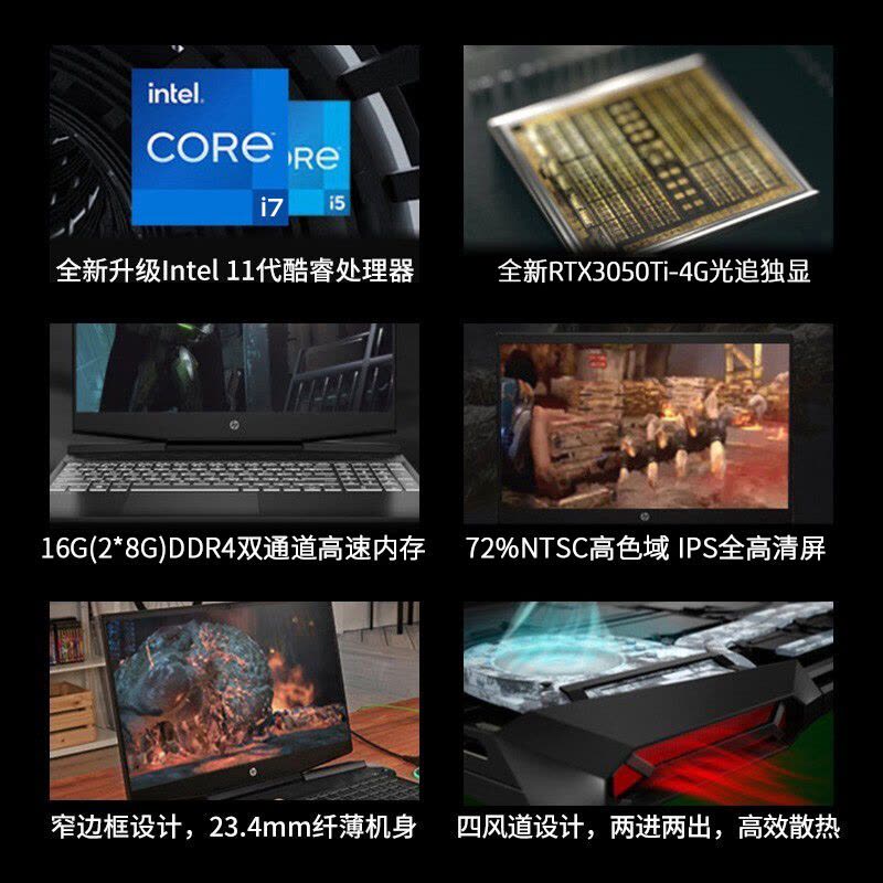 惠普(hp) 光影精灵 15-dk2037TX 15.6英寸十一代酷睿标压游戏本笔记本电脑(i7-11370H 16G内存 512GSSD RTX3050Ti 4G独显 )官方标配图片
