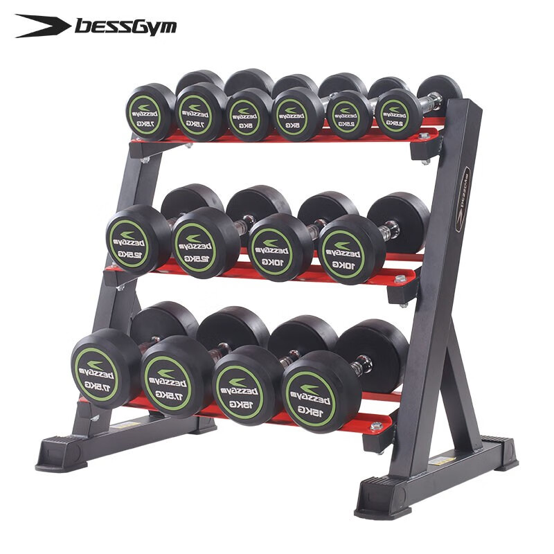必动(BESSGYM) MS400A 三层哑铃架+140KG彩标圆头哑铃 单位:套高清大图