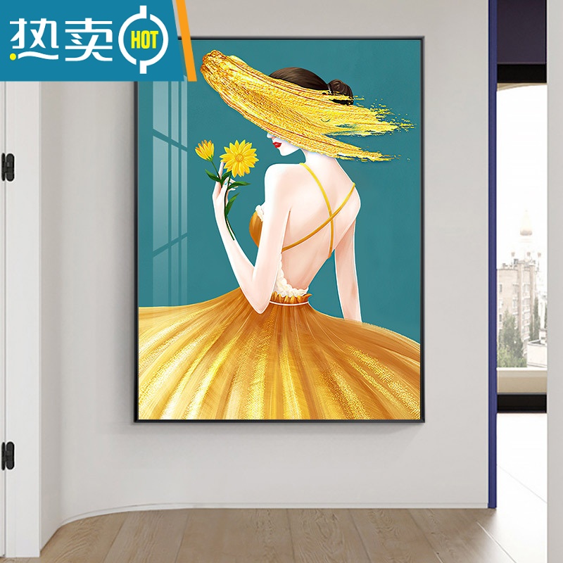 敬平艺术美女人物装饰画现代简约玄关楼梯过道走廊壁画进门主卧室挂画装饰画高清大图
