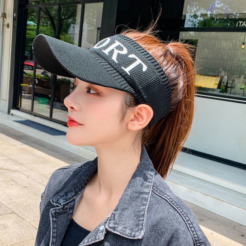 遮阳帽女防晒大檐帽夏天休闲百搭出游韩版夏季空顶帽遮脸太阳帽子 SPORT-黑色 【单个帽子】不送