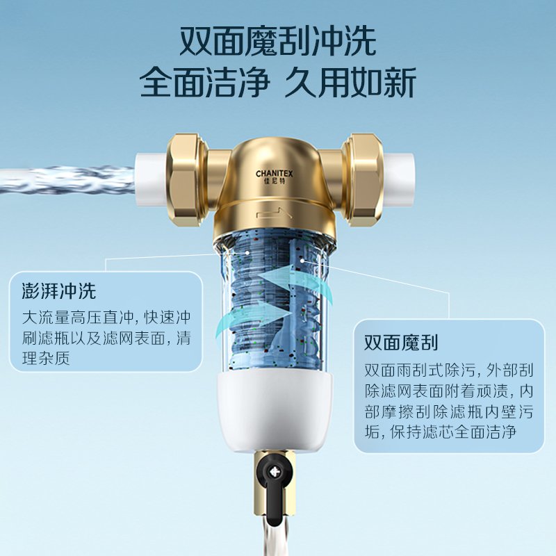 AO史密斯佳尼特家用前置过滤器CPF-H1 全屋自来水过滤净水器 双面膜刮冲洗6t每小时小海参H1系列