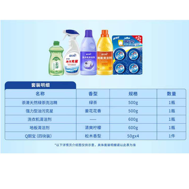 蓝月亮五效合一家清组合+蓝月亮家居焕新礼包高清大图