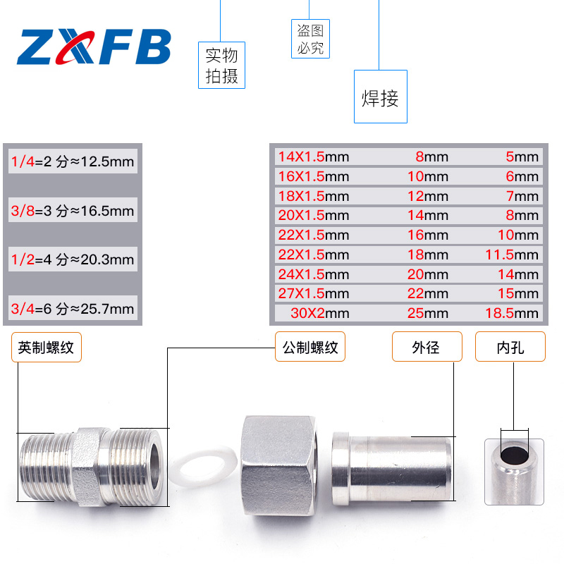 中兴防爆(ZXFB)中间接头ZXZJJT φ22 304L焊接式(单位:个)