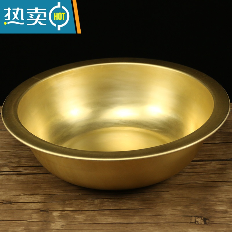 敬平铜盆纯铜家用加厚结婚喜盆用品老式复古仿古洗脸盆卫生间卫浴柜36高清大图