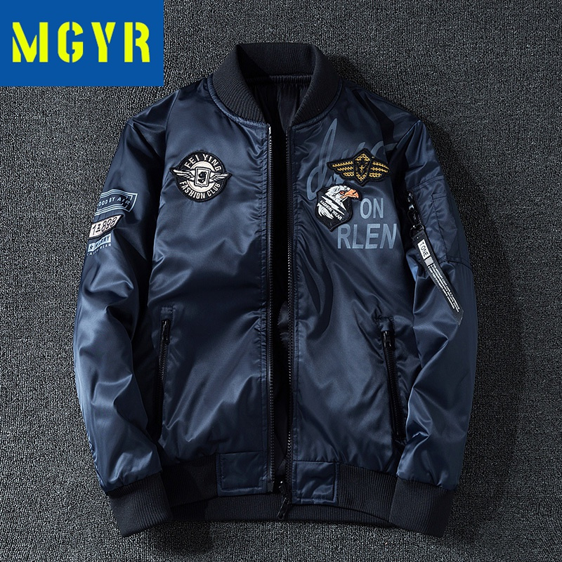 MGYR飞行服男秋冬季速卖通双面穿外套大码棒球服空军棉衣夹克男户外休闲衣