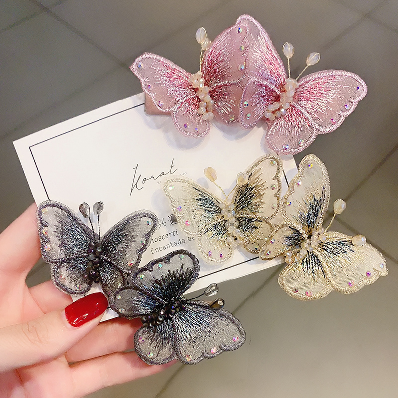 糖果公主蝴蝶发夹边夹韩国简约气质仙女头饰手工侧边森女系头顶前刘海