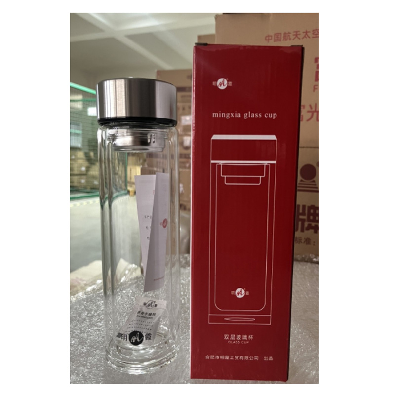 明霞 双层玻璃水杯450ml高清大图