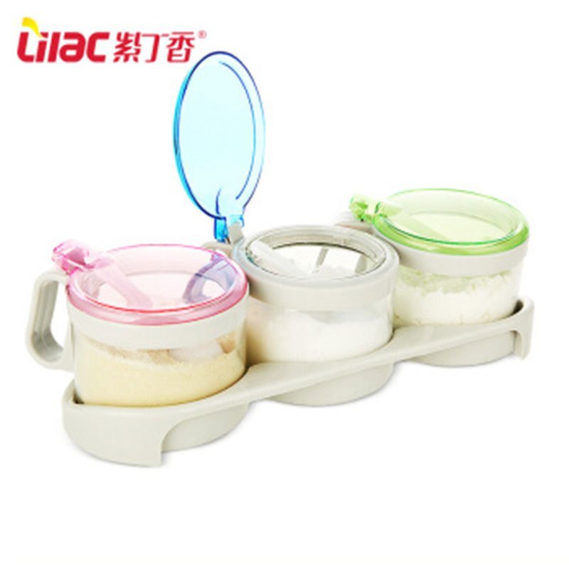 紫丁香 调料盒玻璃 调味罐套装厨房用品调料瓶罐调味盒创意盐糖罐（JA330）