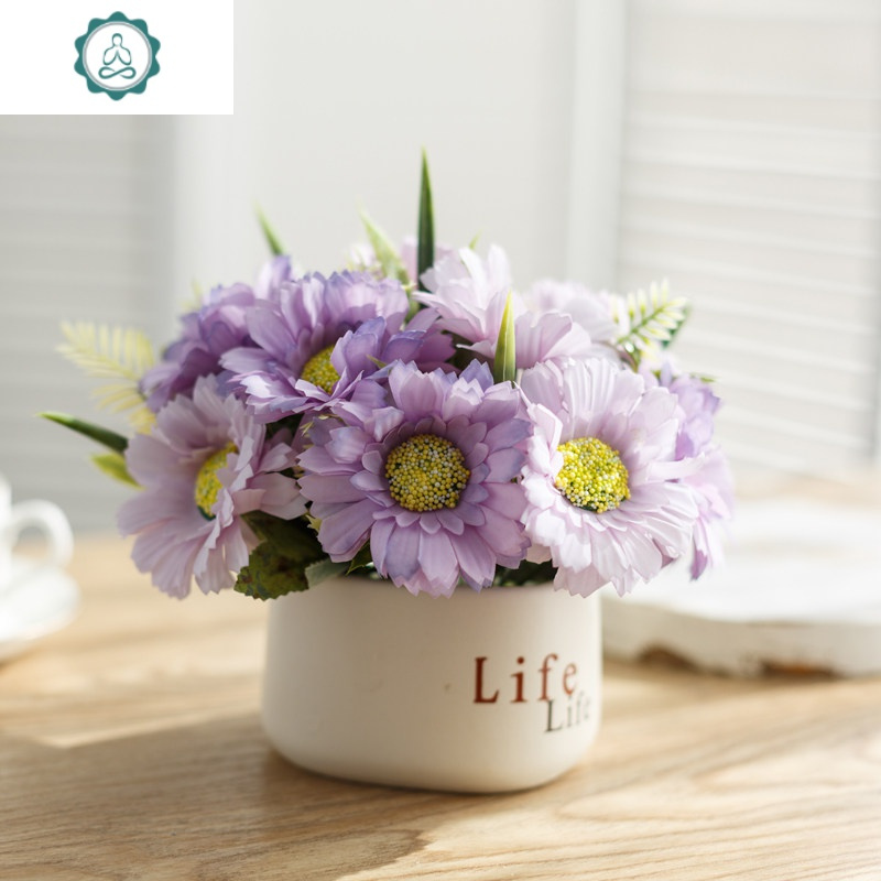 干花束塑料假花仿真绿植物装饰品客厅家居办公桌面多肉小盆栽摆件 封