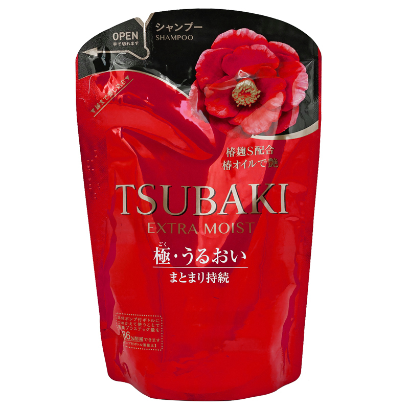 资生堂(Shiseido)旗下 TSUBAKI 丝蓓绮 滢艳润养洗发水 345ml(红色替换装)所有发质 所有人群