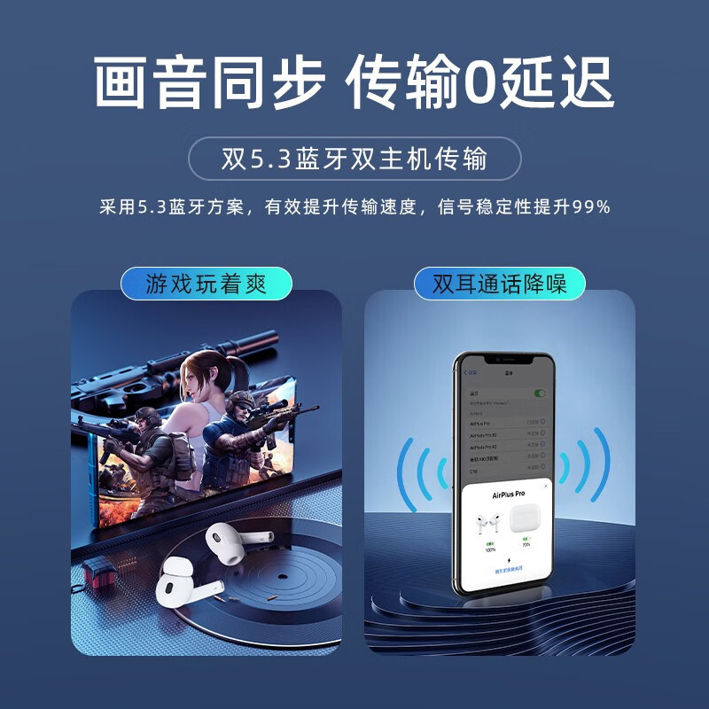 [内蒙地区可发]茁泥无线TWS降噪入耳式蓝牙耳机M5白色高清大图