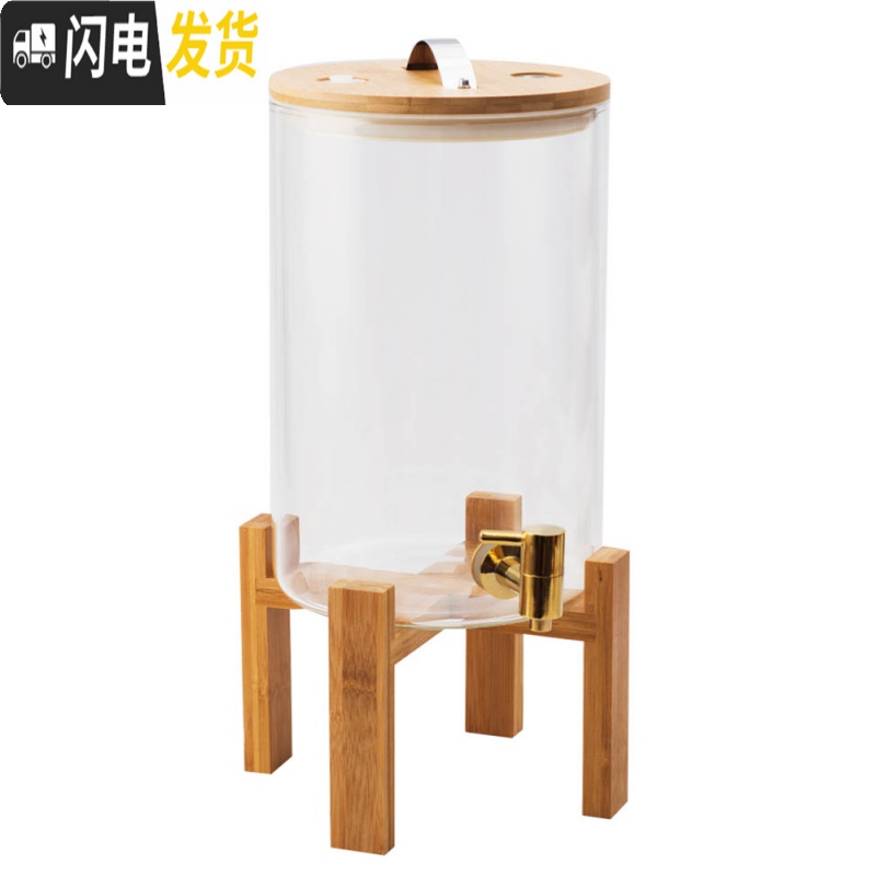 三维工匠大容量玻璃柠檬冷水壶带水龙头饮料瓶果汁桶家用可高温防爆凉水壶 8玻璃水缸银色龙头高清大图