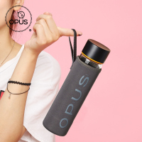 OPUS玻璃杯450ml男女士水杯子便携车载泡茶杯创意带盖随手杯透明果汁杯