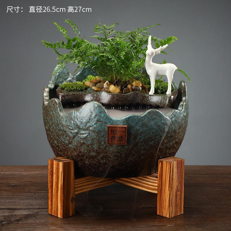 美帮汇新中式禅意流水器喷泉加湿器办公室桌面装饰摆件开业送礼高清大图
