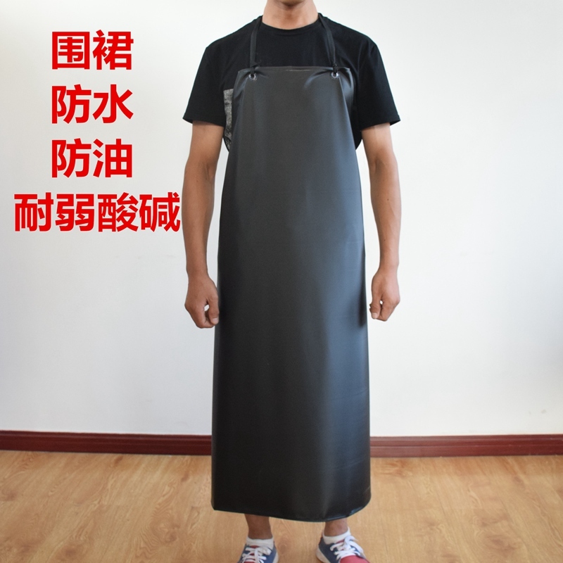 软皮围裙防水产餐饮专用洗碗食堂防油厨房女耐酸碱防尘罩衣工作男高清大图