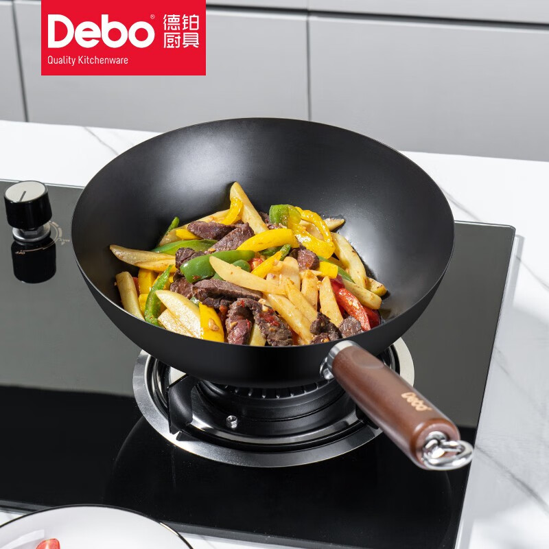 德铂(Debo) DEP-DS384 希拉克精铁精铁炒锅家用炒菜锅28cm有盖高清大图