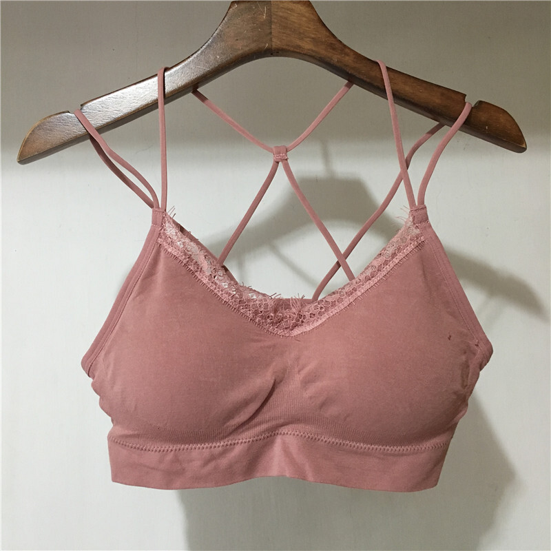 美背文胸带胸垫带抹胸背心裹胸学生内衣女运动无钢圈修身白色均码