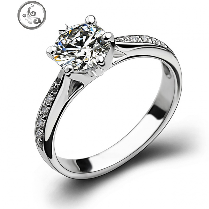 s925纯银六爪仿真钻戒女50分简单女款皇冠戒指女复古气质饰品jimi