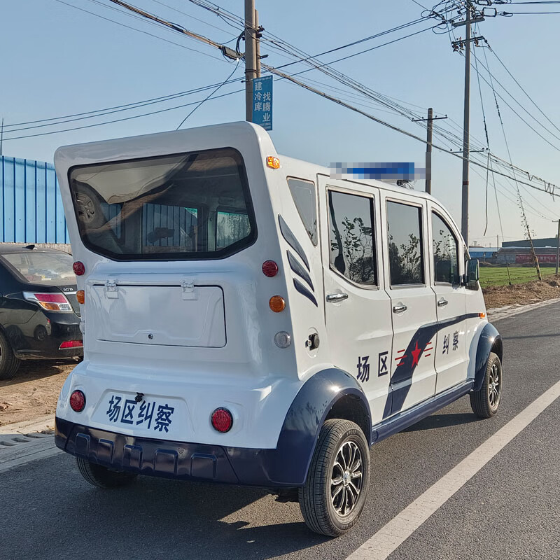 德武军恒电动巡逻车三排8座全封闭四轮观光车4000瓦+72v150ah*9只铅酸电池刹车助力方向助力