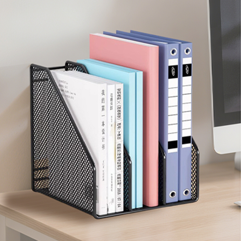 伴公式B1200金属镂空桌面三联文件框黑色高清大图