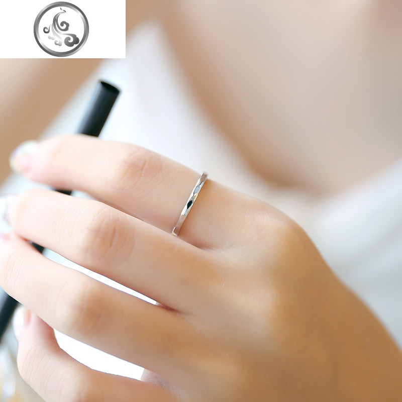 chic戒指女生925纯银细款日韩清新简约网红冷淡风单身刻字jimi视频