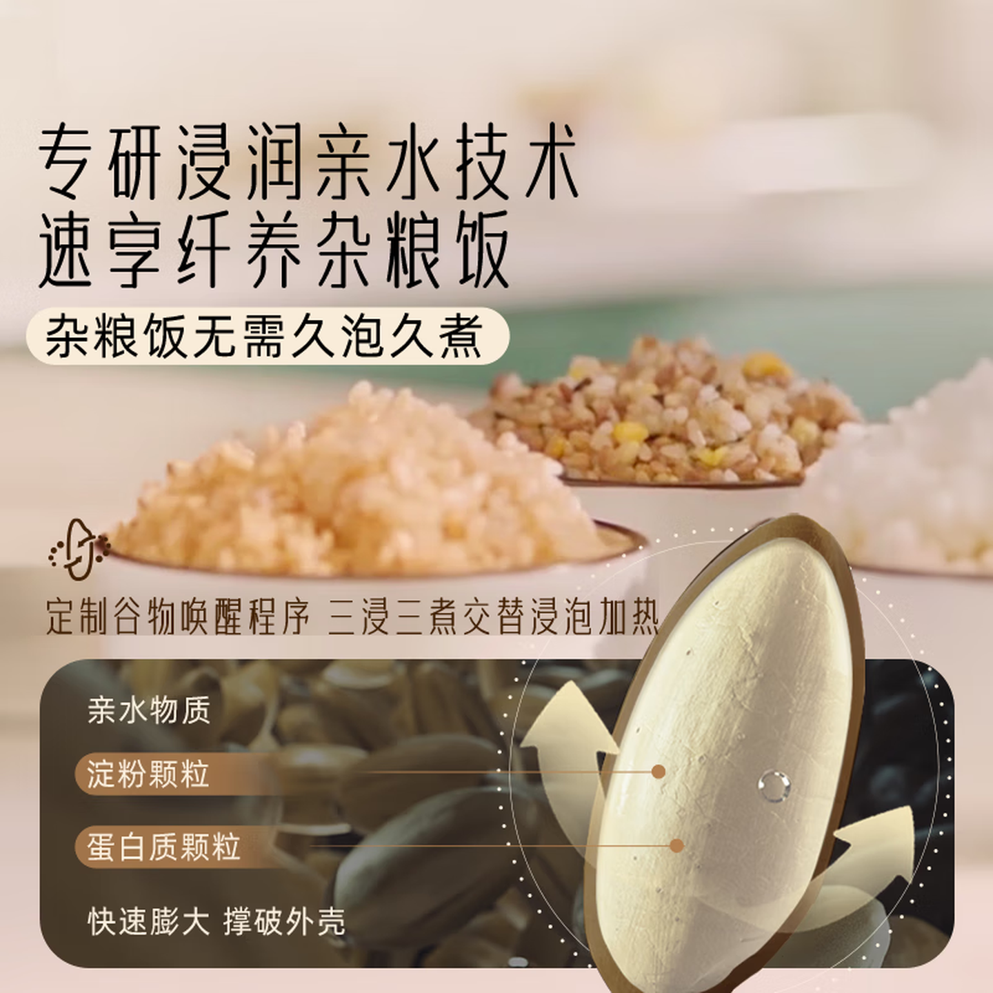 飞利浦(PHILIPS)电饭煲5000系列家用大容量4L 预约定时快速柴火煲汤电饭锅2-6人 HD5200/90 浅灰色高清大图