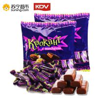 俄罗斯进口KDV紫皮糖500g*2袋 结婚喜糖巧克力味坚果夹心酥糖硬糖 网红休闲零食品(糖果外裹含代可可脂)