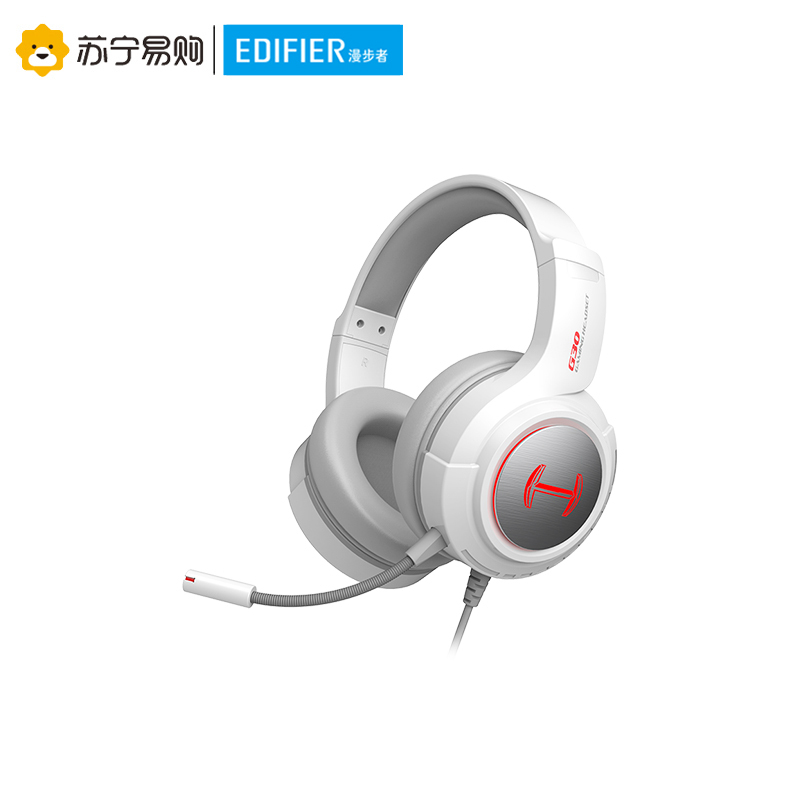 Edifier/漫步者 HECATE G30标准版 3.5mm电竞游戏耳机 电脑网课办公有线带麦克风耳麦 白红色