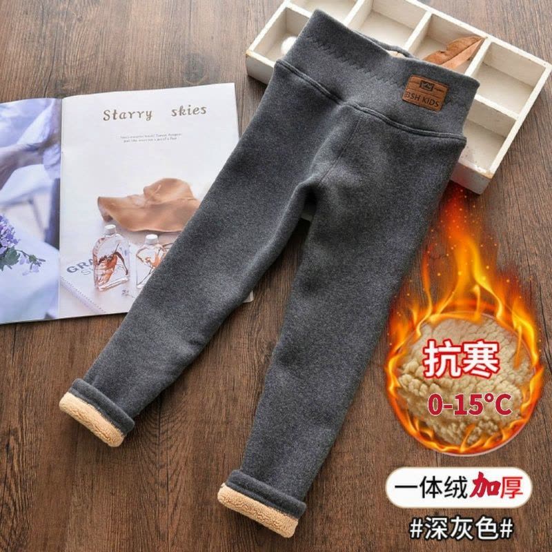 女童加绒打底裤秋冬外穿女大童一体绒宝宝加厚长裤纯棉高腰保暖裤莎丞图片