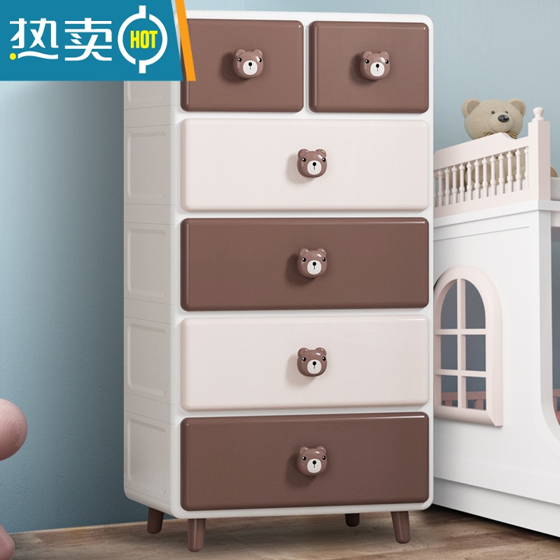 敬平加厚收纳柜子抽屉式宝宝衣柜零食衣物婴儿童储物柜塑料五斗柜高清大图