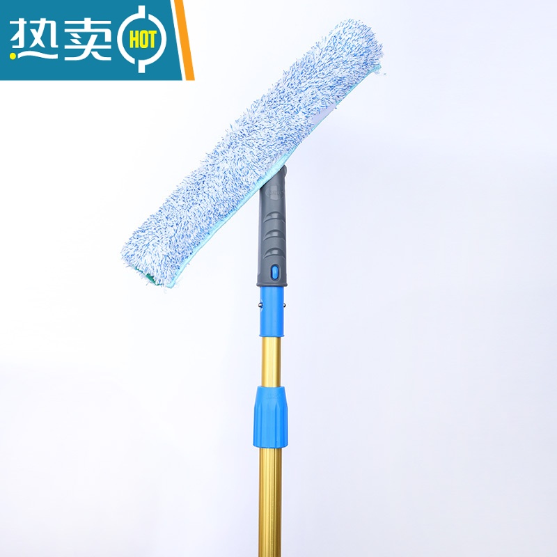 敬平毛头清洁工具擦玻璃刮35cm替换布白色加厚伸缩杆涂水器抹水 1.2M银色杆+黄色涂水器擦玻璃器高清大图