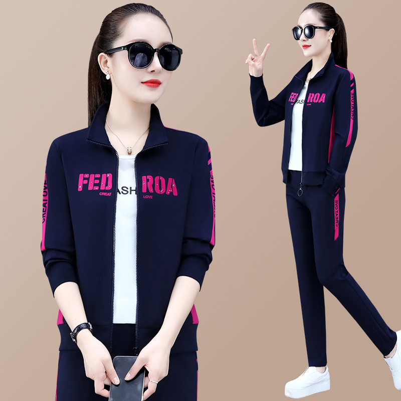 品牌运动服套装女春秋装新款韩版立领长袖卫衣时尚女装宽松大码休闲服