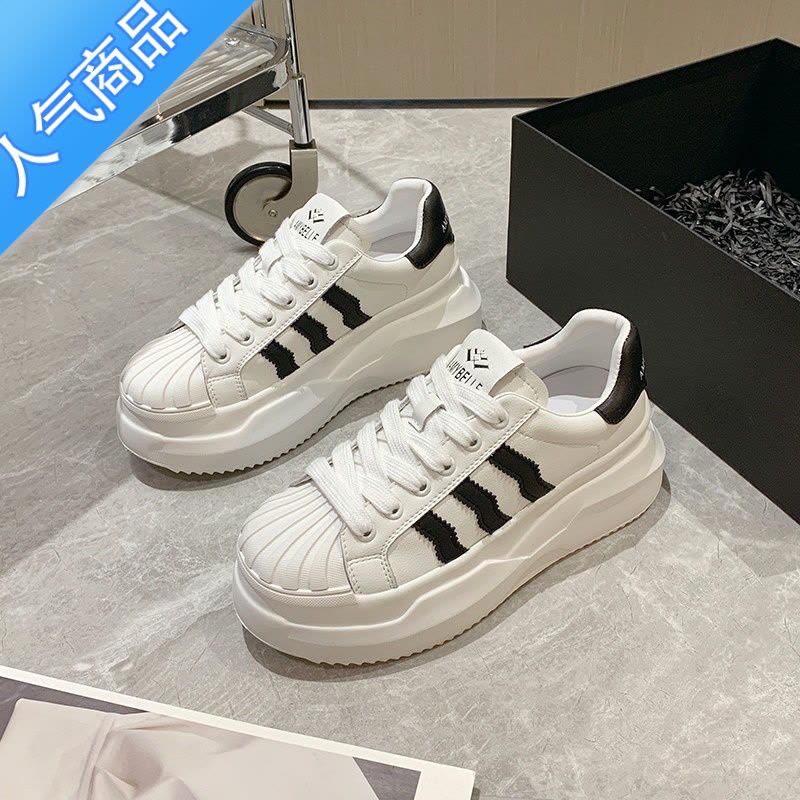 SUNTEK内增高老爹鞋10M8M6松糕鞋女厚底贝壳头小白鞋夏季百搭运动板鞋图片