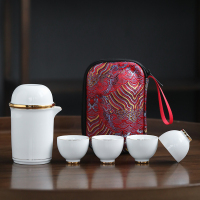 苏氏陶瓷( SUSHI CERAMICS)便捷旅行茶具 金刚侠精密快客杯收纳款办公泡茶杯1壶1海5杯(白)