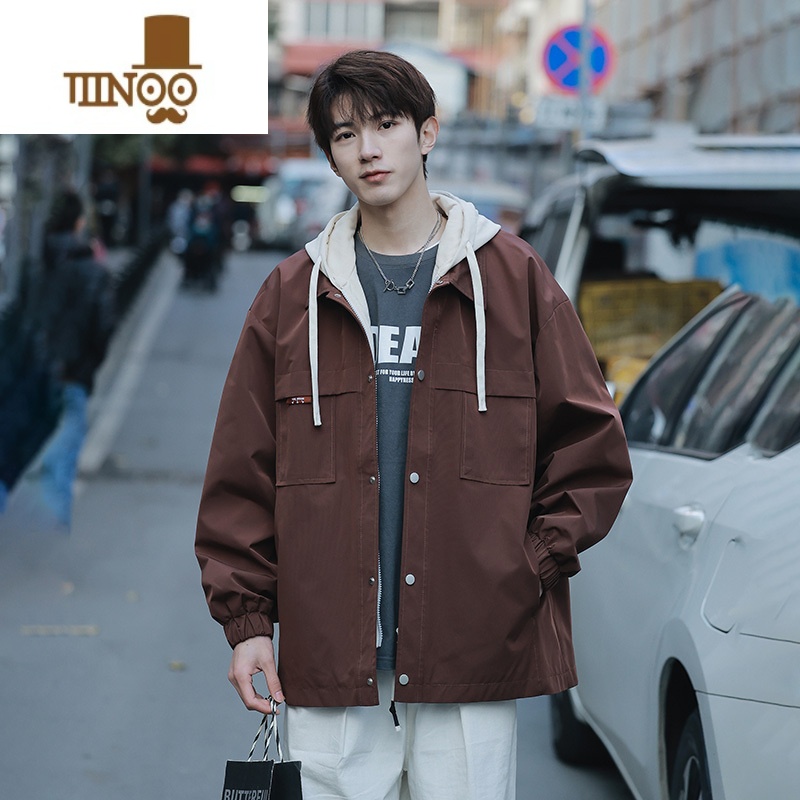 YANXU外套男风衣式男生2023新款秋装假冲锋衣休闲男女款夹克高清大图