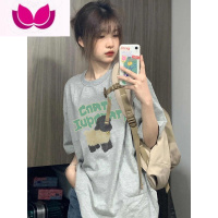 七斓美式复古正肩质感t恤女夏季宽松oversize体恤小众独特别致上衣服 XXL 纯色黑t恤