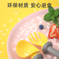 百乐思宝宝学吃饭训练勺子婴儿辅食勺弯头儿童餐具可弯曲叉勺套装